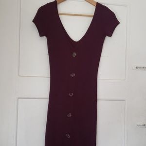 Burgundy buttoned dress